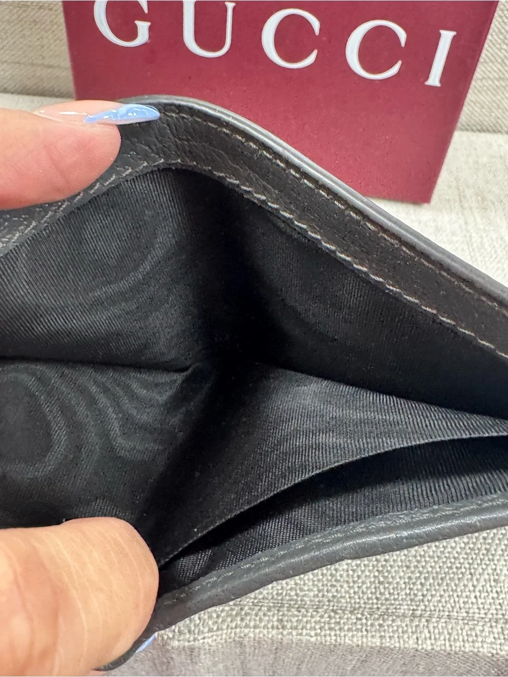 Gucci Gray GG Monogram Bifold Wallet with Silver Double G